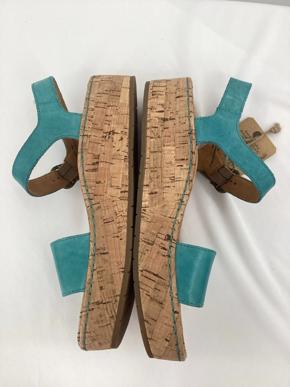 Born Sari Turquoise Cork Platform Sandals